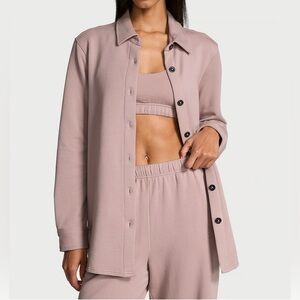 Victoria’s Secret Brushed Modal Fleece Oversized Shirt French Mauve New Size Med